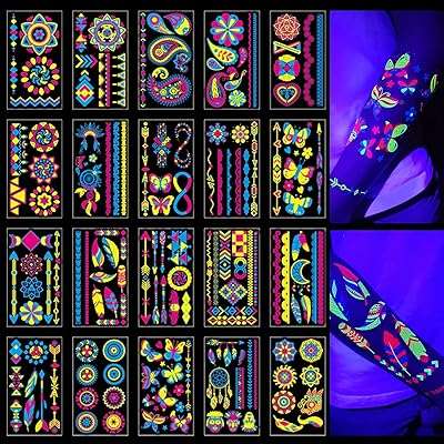 20 feuilles de tatouages ​​temporaires qui brillent dans le noir plus. DIAYTAR COTE D'IVOIRE, la boutique en ligne où vous trouverez tout ce dont vous avez besoin à petit prix ! Profitez de notre sélection discount de produits pour la maison, l'électroménager, l'informatique, la mode et les gadgets, sans pour autant compromettre la qualité. Faites de bonnes affaires tout en profitant d'une expérience de shopping pratique et sécurisée.