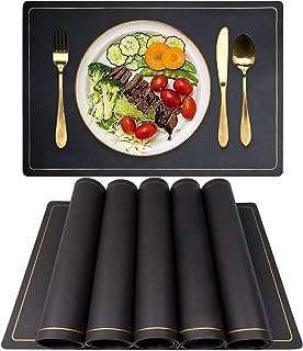 Napperons de table à manger noirs ableev lot de 6 sets en cuir. Ne cherchez pas plus loin pour trouver des produits de qualité à prix réduits. DIAYTAR COTE D'IVOIRE  est votre destination en ligne pour tous vos besoins en produits discount, de la maison à l'électroménager, de l'informatique à la mode. Faites des économies substantielles et trouvez les articles parfaits, adaptés à votre budget.