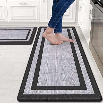 Tapis de cuisine [2 pièces] matelassés anti-fatigue antidérapant imperméable confortable pour sol