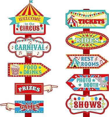 20 pièces panneaux de direction de fête de carnaval de cirque bienvenue showman d'anniversaire. DIAYTAR COTE D'IVOIRE  - Votre fournisseur en ligne pour des produits de qualité à des prix discount. Explorez notre boutique en ligne pour trouver des offres incroyables sur des articles allant des accessoires de mode aux appareils électroniques, en passant par les produits de jardinage et les jouets pour enfants.