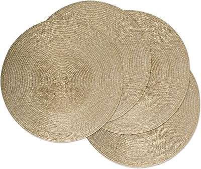 Napperons ronds métalliques tissés dii champagne 15" ensemble de 4 pièces. DIAYTAR COTE D'IVOIRE  - Votre destination en ligne pour des offres discount sur tout ! Parcourez notre vaste sélection de produits pour équiper votre maison avec des électroménagers, des articles de mode tendance et même des gadgets technologiques, le tout à des prix incroyables. Ne manquez pas nos super promotions et économisez dès aujourd'hui !