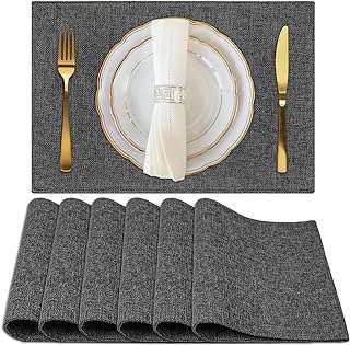 Ableev 6 pièces ensemble de napperons de table à manger résistant la chaleur 30x45cm en lin