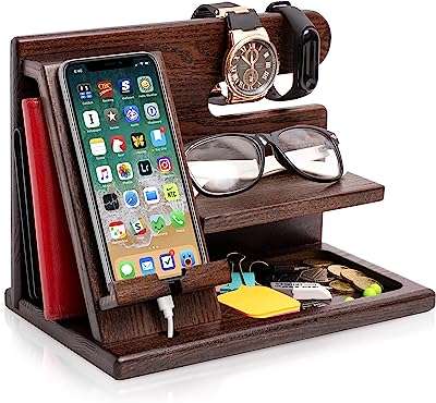 Station d'accueil pour téléphone en bois gris porte clés portefeuille support de montre. DIAYTAR COTE D'IVOIRE  est votre destination en ligne pour des produits discount de qualité supérieure. Explorez notre vaste catalogue comprenant des articles pour la maison, de l'électroménager dernier cri, des gadgets high-tech et des vêtements tendance à des prix défiant toute concurrence.