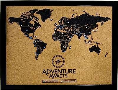 Art of wanderlust | tableau en liège avec épingles carte du monde des voyages. Ne payez pas plus cher pour les mêmes produits ailleurs ! DIAYTAR COTE D'IVOIRE  propose une large gamme de produits de qualité à des prix discount. Trouvez tout ce dont vous avez besoin, des appareils ménagers aux gadgets dernier cri, et économisez de l'argent sans compromettre la qualité.
