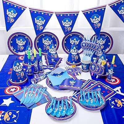 Highland 122 pièces vaisselle captain america pour 10 invités ensemble de vaisselle. DIAYTAR COTE D'IVOIRE  - La boutique en ligne qui vous offre des prix imbattables sur une large gamme de produits discount. Ajoutez du style à votre maison avec nos articles de décoration, simplifiez votre quotidien avec des électroménagers modernes, restez connecté avec nos gadgets technologiques et adoptez les dernières tendances de la mode sans vous ruiner. Faites de bonnes affaires à chaque achat chez nous !