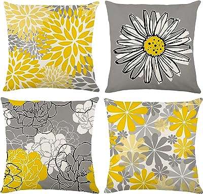 Ensemble de housses de coussin carrées en lin floral 18" x pour décoration. DIAYTAR COTE D'IVOIRE  - Votre source infaillible pour des achats discount en ligne. Explorez notre catalogue en constante évolution et découvrez des produits variés pour la maison, des appareils électroménagers essentiels, des gadgets sophistiqués et bien plus encore. Profitez de nos offres attractives et renouvelez votre intérieur, votre look et votre vie sans vous ruiner !