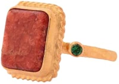 Nouvelle bague en corail rouge faite à la main pierre précieuse de plaquée