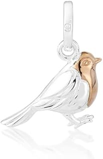 Pendentif robin en argent sterling 925 avec façade en or rose 14 carats
