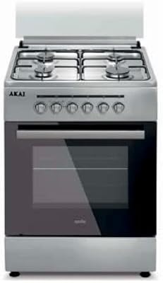 Akai 4 brûleurs à gaz en acier inoxydable, cuisinière autonome entièrement sécurisée