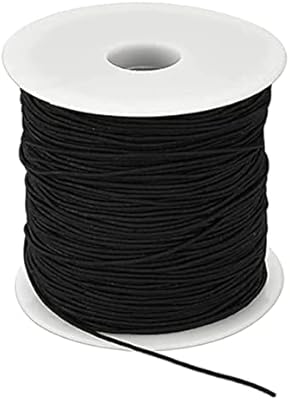 Ficelle élastique grabmantra diy, 100 mètres 0,8 mm, ficelle élastique noire pour la fabrication