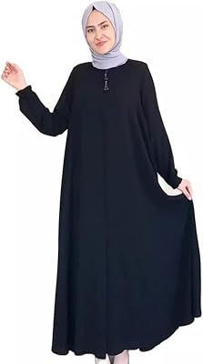 Caftan musulman abaya à manches longues de couleur unie pour femmes, robe longue