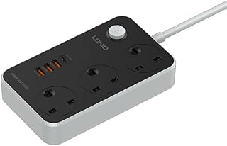 Prise d'extension de courant ldnio avec 3 prises et 3 ports usb, 1