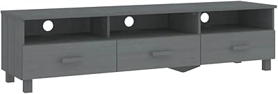 Meuble tv de salon veda xl en bois massif de pin, unité de rangement multimédia, support de table gris foncé 158 cm. En tant que boutique en ligne leader en Côte d'Ivoire, DIAYTAR COTE D'IVOIRE offre une expérience d'achat en ligne conviviale et sécurisée. Elle propose une large gamme de produits allant de l'électronique à la mode en passant par les produits alimentaires. Les clients apprécient la facilité de navigation et la variété des produits.
