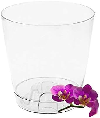 Pot à orchidées transparent garden4u avec soucoupe, diamètre 13 cm (blanc)