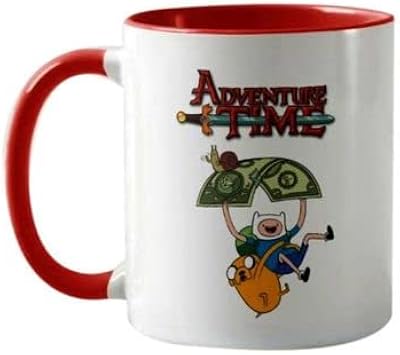 Tasse imprimée rain adventure time, blanc/rouge/vert, 11 oz
