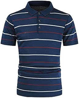 Gaheli t-shirts pour hommes, t-shirts à rayures pour hommes, coupe décontractée, simple boutonnage