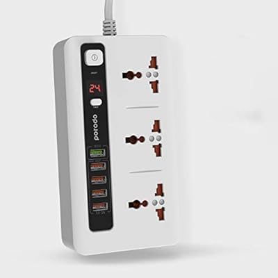 Multiprise d'alimentation porodo, 4 ports usb 3,4 a + prise quick charge 3.0