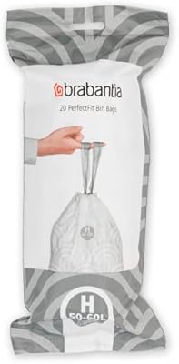 Sacs brabantia perfect fit h 50-60 litres, 20 sacs par rouleau