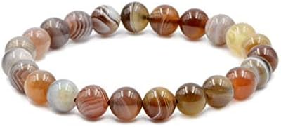 Bracelet extensible en pierre d'agate naturelle de baleine blanche du botswana - 8