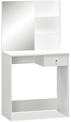 Coiffeuse de chambre fidaxl coiffeuse de maquillage et de cosmétiques avec étagère à