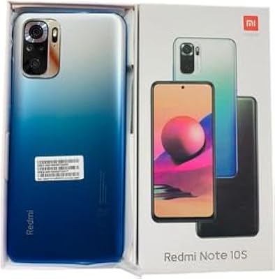 Téléphone mobile double sim redmi note 10s de couleur bleu océan, 6 go