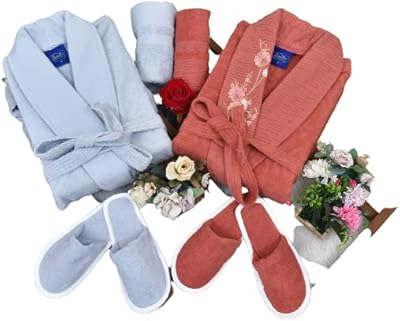Ensemble de peignoirs tala banotix 6 pièces en 100 % coton égyptien pour couple, famille et fête de mariage avec serviettes de bain et pantoufles, livré dans une boîte cadeau. DIAYTAR COTE D'IVOIRE est une boutique en ligne généraliste qui propose plus de 300 000 références de produits. Elle est reconnue pour son offre variée et sa livraison rapide à travers la Côte d'Ivoire. C'est une adresse incontournable pour les consommateurs ivoiriens à la recherche de produits de qualité.