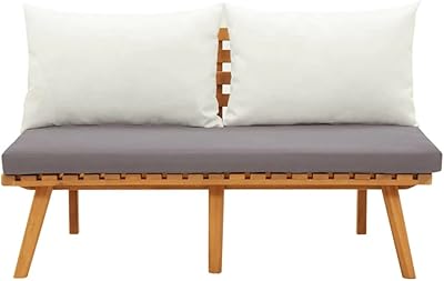 Banc de jardin en bois d'acacia massif fidaxl avec coussins pour patio extérieur