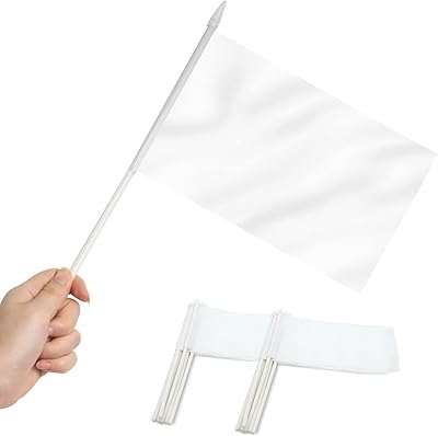 Lot de 12 mini drapeaux blancs anley mini vierges solides sur bâton