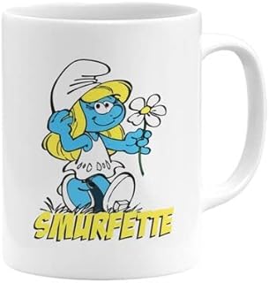 Tasse à café en céramique avec motif de fleurs de schtroumpfs mignons
