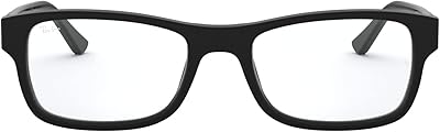 Lunettes médicales rectangulaires ray-ban pour hommes - rx5268-5119 - 52-17-135 mm, noir mat/verres