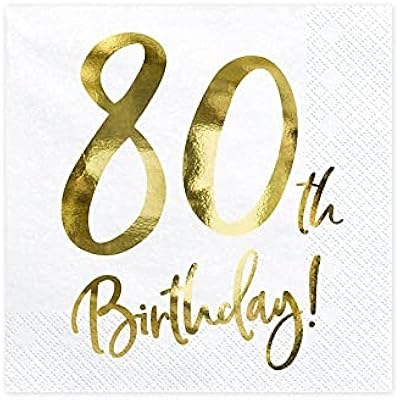 Décorations en papier de soie pour fête 80e anniversaire, paquet de 20, blanc/or