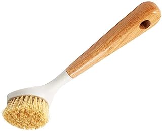 Brosse à récurer la vaisselle de cuisine avec manche en bambou, brosse à