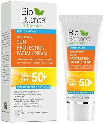 Crème visage bio balance spot solaire spf50+ pour protection contre les rayons uva