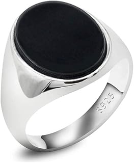 Bague en argent sterling 925 avec pierre d'agate noire naturelle pour homme, faite