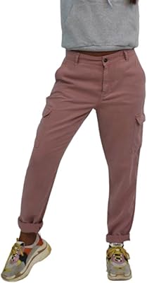 Pantalon droit large taille haute rose pour femmes et filles avec poches, rose