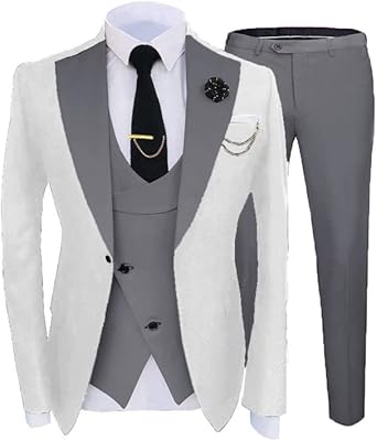 Costume de smoking 3 pièces coupe cintrée et longue pour hommes, élégant