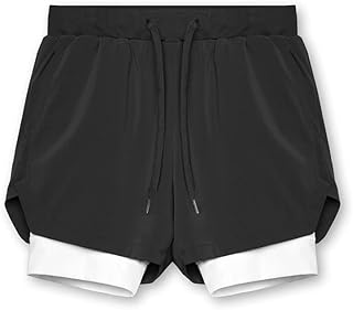 Short de course 2 en 1 pour hommes, short d'entraînement furtif à séchage