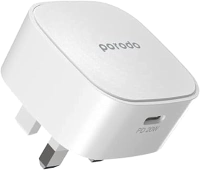 Chargeur mural rapide ultra compact porodo pd 20w uk - blanc