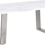 Table basse home box silverado, 120 x 45 x 60 cm, blanc/argent