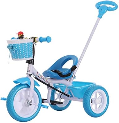Tricycle cool pour bébé avec barre de poussée et panier extérieur