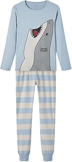 Ensemble de nuit imprimé sleep it shark pour garçon, bleu poussiéreux