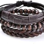 Bracelets punk en cuir véritable pour hommes, onyx, lave, hématite, accessoires de bijoux