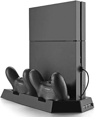 Support 4 en 1 pour playstation 4 / ps4, ventilateur de refroidissement vertical avec station de charge pour contrôleur dualshock et ports de chargeur hub usb. DIAYTAR COTE D'IVOIRE, la boutique en ligne la plus visitée en Côte d'Ivoire, permet à ses clients de découvrir et d'acheter une large gamme de produits en ligne. Avec une équipe de professionnels dédiés, DIAYTAR COTE D'IVOIRE assure la livraison rapide et sécurisée de vos commandes. Plus de 300000 références sont disponibles pour répondre à vos besoins.