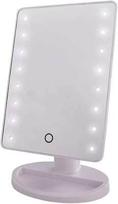 Miroir de maquillage avec lumières led de dubai gallery, blanc, 22×16 cm