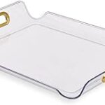 Plateau de service avec poignées plateaux décoratifs en acrylique transparent pour table