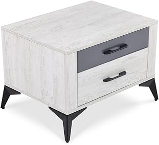 Table de chevet bloom avec deux tiroirs de homes r us, blanc