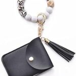 Porte-clés avec portefeuille porte-clés en perles de silicone bracelet porte-bâton à