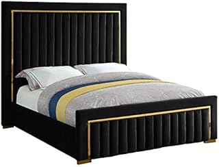 Lit en velours glamour d'asghar furniture, couleur noire, king size sans matelas