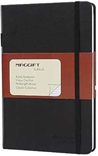 Cahier épais classique magift avec passant pour stylo - couverture plate rigide, cuir