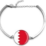 Bracelet tressé avec drapeau de bahreïn, chaîne en métal, bracelet en cristal, souvenir